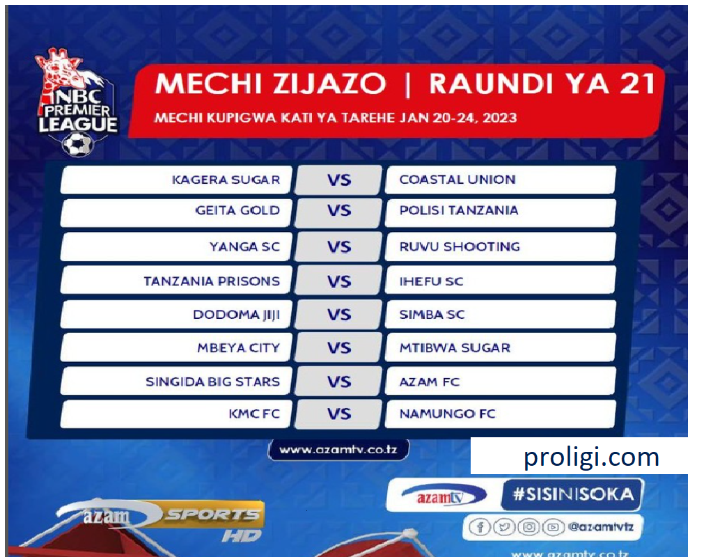 NBC Premier League Fixture Match week 21 | Ratiba ya Ligi Kuu Tanzania Bara 2024/2024